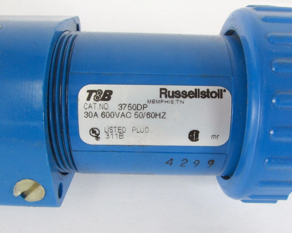 T&B Russellstoll 3750DP / F35447A Connector Plug 3 Pins 30A 600VAC 50/60 Hz - Image 2 of 4