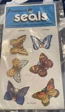 Vintage BUTTERFLY STICKERS Dennison Seals Brand Self-Adhesive Sealed Pack