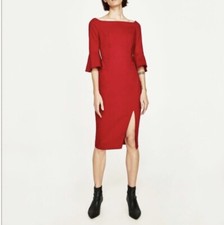 ZARA RED OFF-the-SHOULDER SHIFT DRESS TUBE Medium 3894/032/600