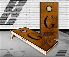 Last Name Burl Wood Cornhole Boards Bean Bag Toss Game