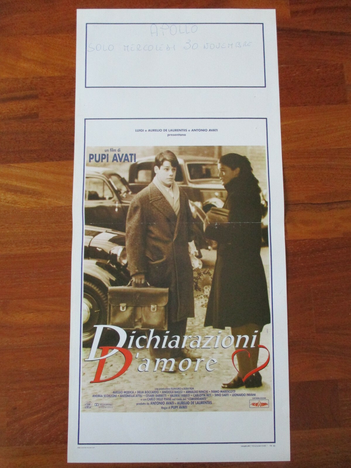 Locandina originale film Dichiarazioni d'amore (1994) - Regia di Pupi Avati