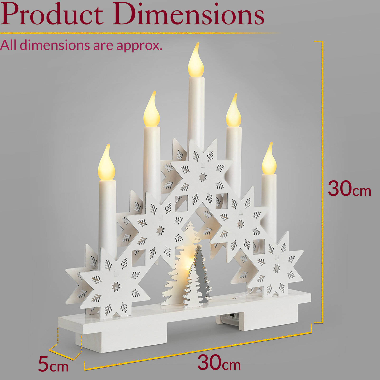 Christmas Candle Bridge Light LED Xmas Table Window Decoration Battery