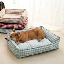 Bed for Dog Cat Pet Square Lattice Kennel Sofa Bed Cushion Pet Calming Bed House