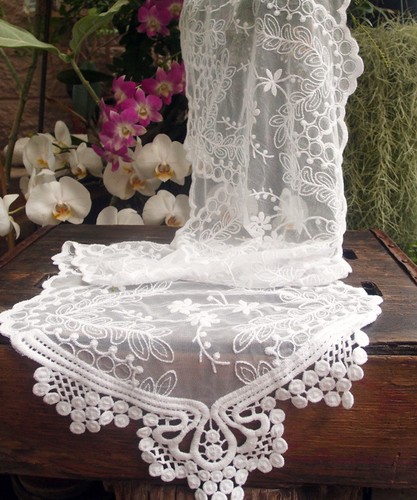 Vintage wedding Lace Table Runner & Chair Sash 12 x 74 inches - Choose Colors - Picture 4 of 4