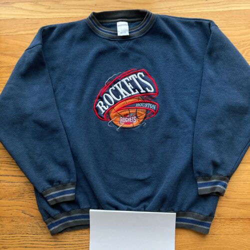 VINTAGE 1990s HOUSTON ROCKETS CREWNECK SWEATSHIRT vtg NBA basketball embroidered