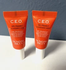 SUNDAY RILEY C.E.O. CEO 15% Vitamin C Brightening Serum 2x Lot Travel .17oz/5ml