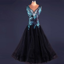 NEW Latin Ballroom Dance Dress Modern Salsa Waltz Standard Long Dress F186