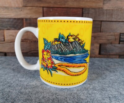 Hilo Hattie 2002 Island Heratige O'ahu 12oz Coffee Mug Volcano Hibscus  Yellow | eBay