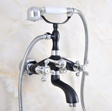 Black Chrome Brass Bath Claw foot Tub Faucet / Filler With Hand Shower sna602