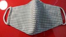 Brand New Gray and White Plaid Face Mask size 8" x 3 "
