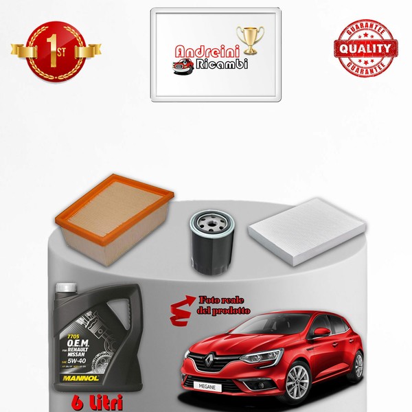 Set Service 3 Filter Und ÖL Renault Megane IV 1.6 Tce 121KW 165CV Von 2017->-image