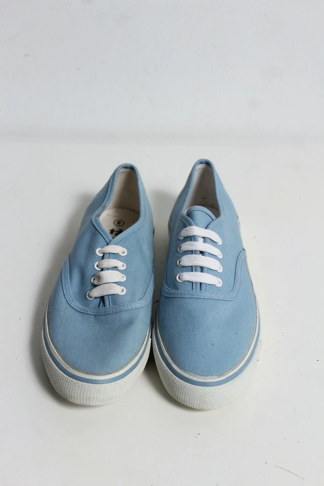 Womens Vintage y2k Canvas Plimsoles Trainers - blue - Size 5 (ba112) - Image 2 of 4