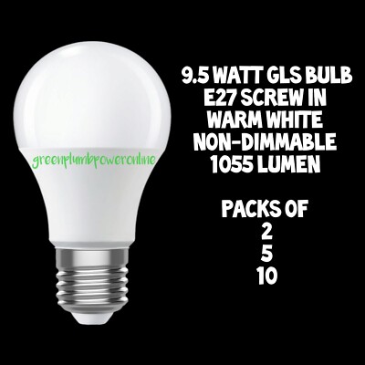 GLS LED Glühbirne zum Einschrauben ES27 warmweiß entspricht 60 Watt Birne Pack 2-5-10