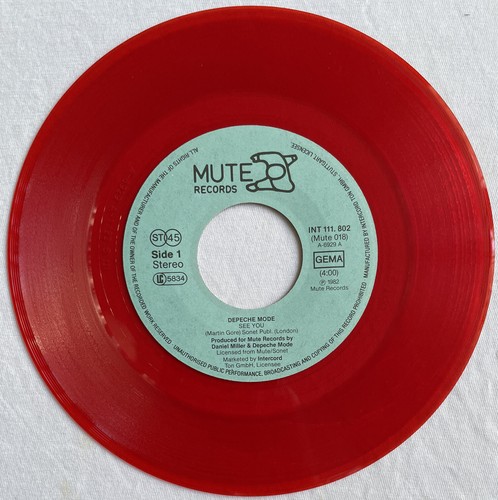 DEPECHE MODE -See You- Rare Original German Red Vinyl 7" (Vinyl Record) - Bild 2 von 5
