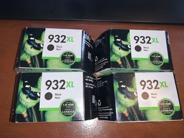 Qty 4 HP 932XL Black Ink Cartridge Officejet CN053AN GENUINE NEW