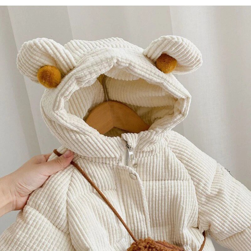 Chaquetas cálidas acolchadas de algodón con capucha otoño invierno para niños ropa exterior de pana