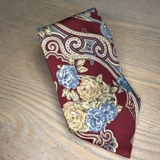 NEW VTG Karl Lagerfeld Mens Necktie Red  Blue Floral Paisley Silk Made In Italy