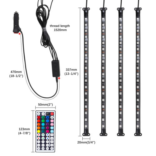 4x RGB 72 LED Interior Floor Light Strip Bluetooth APP For Mazda 2 3 6 CX-3 CX-5 - Picture 2 of 13