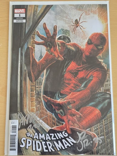 AMAZING SPIDER-MAN #1 MARVEL 2025 BERMEJO VARIANT PEPE LARRAZ SIGNED W/COA NM