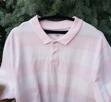 Old Navy Polo Shirt Mens XXL Pink Button Striped Short Sleeves Golf Cotton