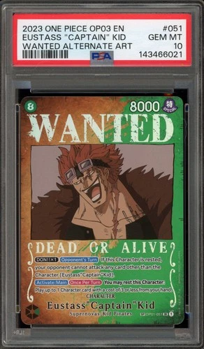 One Piece CCG Eustass"Captain"Kid Wanted Alternate Art OP01-051 PSA 10 Gem Mint
