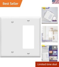 White Combination Outlet Wall Plate, Durable 2-Gang Design with Screws Included