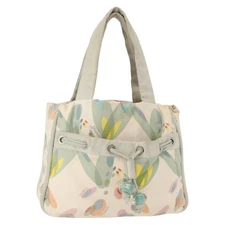 CHANEL Tote Bag Canvas White Silver CC Auth yk19774