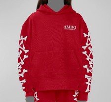 Amiri Unisex Kid's Red Logo-Print Bones Hoodie Size 10