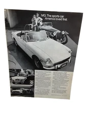 1972 MG MGB Sports Car Vintage Print Ad Classic British Roadster Convertible