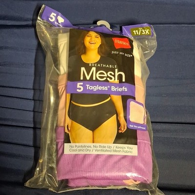 Hanes Just My Size Women's 3X 11 Breathable Mesh Briefs Underwear 5 PACK OC