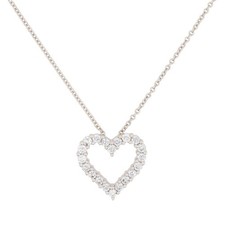.92ctw Round Cut Diamond Heart Pendant on 19" Necklace 14k White Gold 5.88 Grams