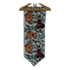 Fall Harvest Tapestry Table Runner 12” X 66” Cherries Pumpkins & Apples Leaf