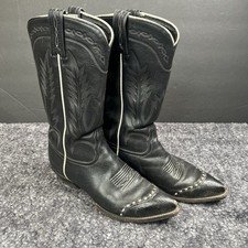 Vintage Tony Lama Black Cowgirl Boots 8610 Size 7M Narrow fit Leather Vintage
