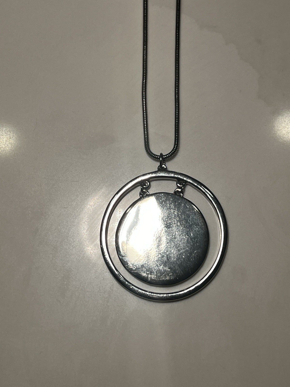 Chicos Long Silver Tone Circle Statement piece - image 3