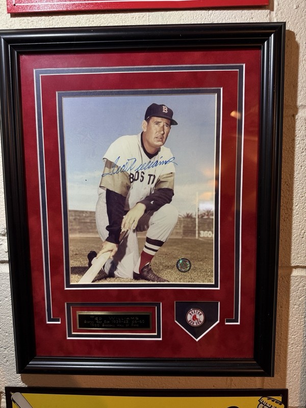 Ted Williams Autograph Signed Photo MLB Hall Of fame Boston Red Sox, 3 tin signs