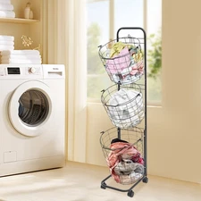 3 Tiers Laundry Hamper Organizer Laundry Organization Cart/Food Storage Stand