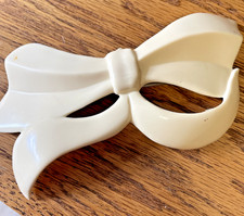 French Faux Ivory Cream Beige Plastic Celluloid Bow Barrette France 5" Statement