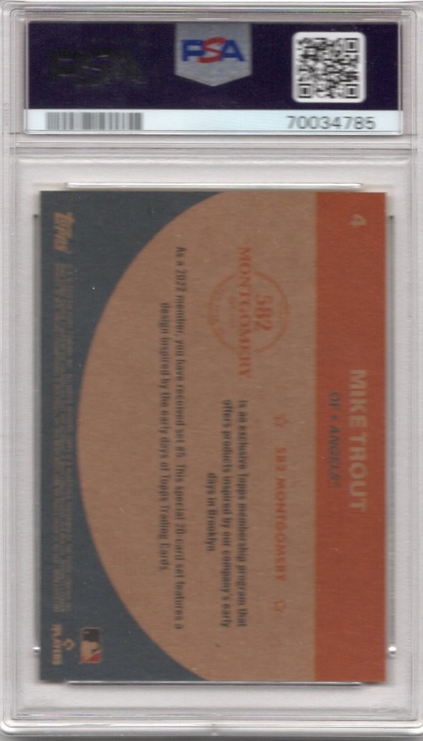 Mike Trout 2022 Topps 582 Montgomery # 4 *PSA 10 GEM MT Los Angeles Angels Set 5 view 2
