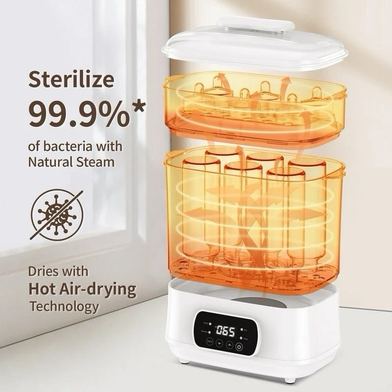 Esterilizador de biberón, esterilizador y secador eléctrico de biberón de vapor, bebé 4 en 1... Foto 3 de 4