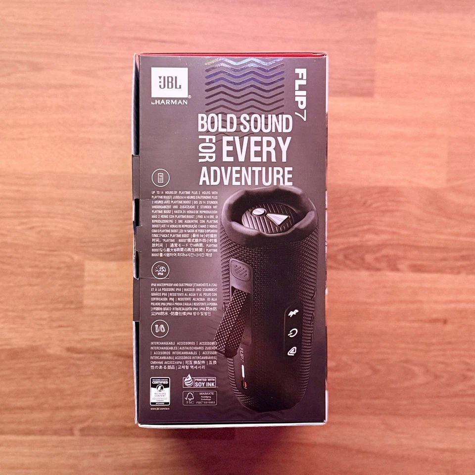 Alto-falante Bluetooth sem fio portátil JBL Flip 7 à prova d'água - Preto - Imagem 3 de 4