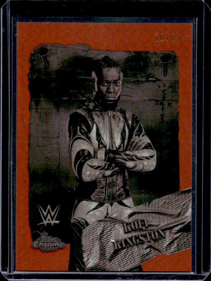 2025 Topps Chrome WWE Cactus Jack Kofi Kingston Rodeo Rebel Orange Refractor /25