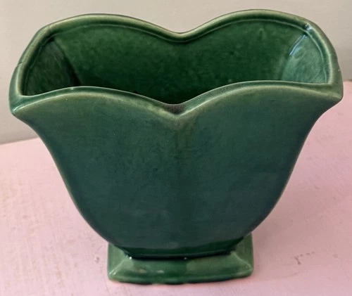 Vintage McCoy Green Tulip Vase Art Pottery Planter USA Mid Century MCM