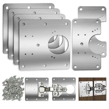 6 PCS Cabinet Hinge Repair Plate, Hinges Repair Fixing Plates, Stainless Steel H