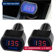 2 Pcs Car Led Cigarette Lighter Voltmeter Dc 12v 24v Led Digital Cigarette Ligh