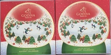 2~Godiva Advent Calendars~Limited Edition Snowglobe Chocolate Assortment.