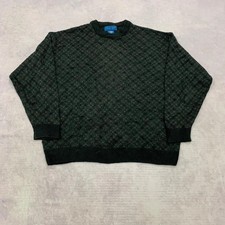 Vintage Knitted Jumper abstract patterned grandad knit sweater Men's XL