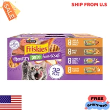 Purina Friskies Pate, Soft Poultry Variety Pack, Wet Cat 5.5 oz 32 Cans 