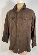 Vintage 60s Woolrich Brown Herringbone Wool Work Shirt Field Jacket Men  s Sz L