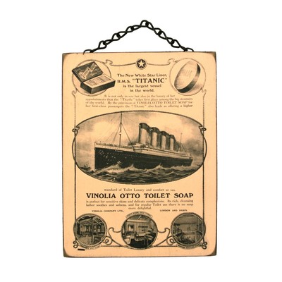 Vintage Titanic Vinolia Soap Ad Hanging Wooden Sign Bathroom Wall Art Home Decor