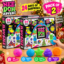 2026 NeeDoh Squishmas Advent Calendar 24 Day Christmas Fidget Toy Pack of 2
